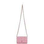Classic Wallet On Chain WOC Pink Multicolored Tweed Gold Hardware