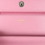 Classic Wallet On Chain WOC Pink Multicolored Tweed Gold Hardware