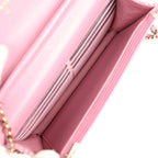 Classic Wallet On Chain WOC Pink Multicolored Tweed Gold Hardware