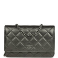 Wallet On Chain WOC Metallic Grey Lambskin Silver Hardware