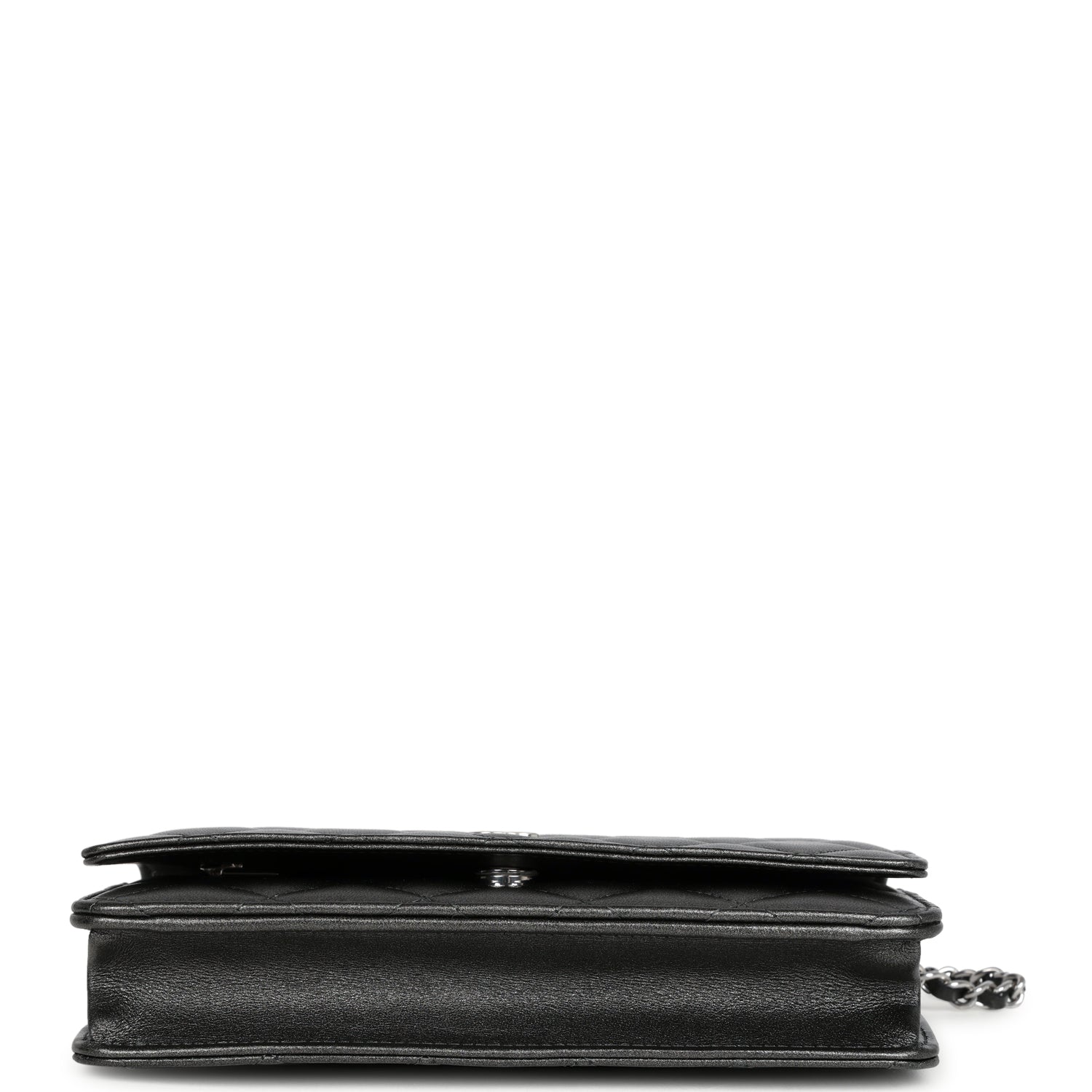 Wallet On Chain WOC Metallic Grey Lambskin Silver Hardware