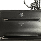 Wallet On Chain WOC Metallic Grey Lambskin Silver Hardware