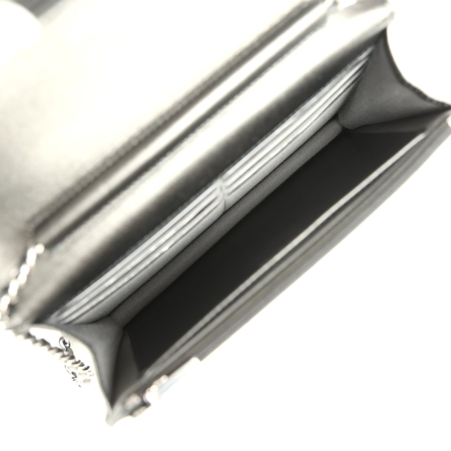 Wallet On Chain WOC Metallic Grey Lambskin Silver Hardware