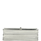 Trendy Top Handle Wallet On Chain WOC Metallic Silver Shiny Caviar Silver Hardware