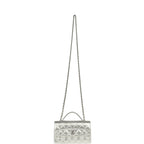 Trendy Top Handle Wallet On Chain WOC Metallic Silver Shiny Caviar Silver Hardware