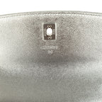 Trendy Top Handle Wallet On Chain WOC Metallic Silver Shiny Caviar Silver Hardware