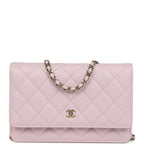 Wallet On Chain WOC Lilac Shiny Caviar Light Gold Hardware