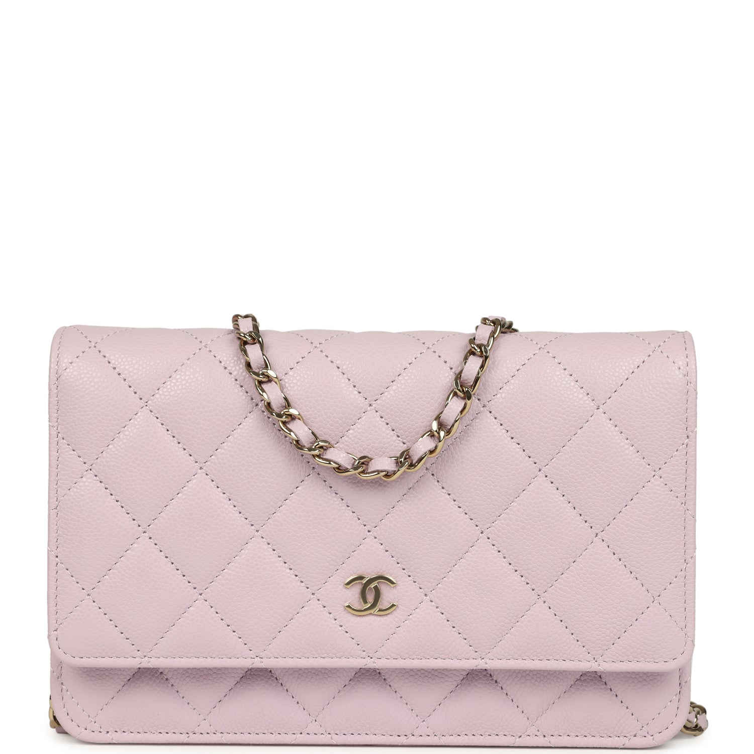 Wallet On Chain WOC Lilac Shiny Caviar Light Gold Hardware