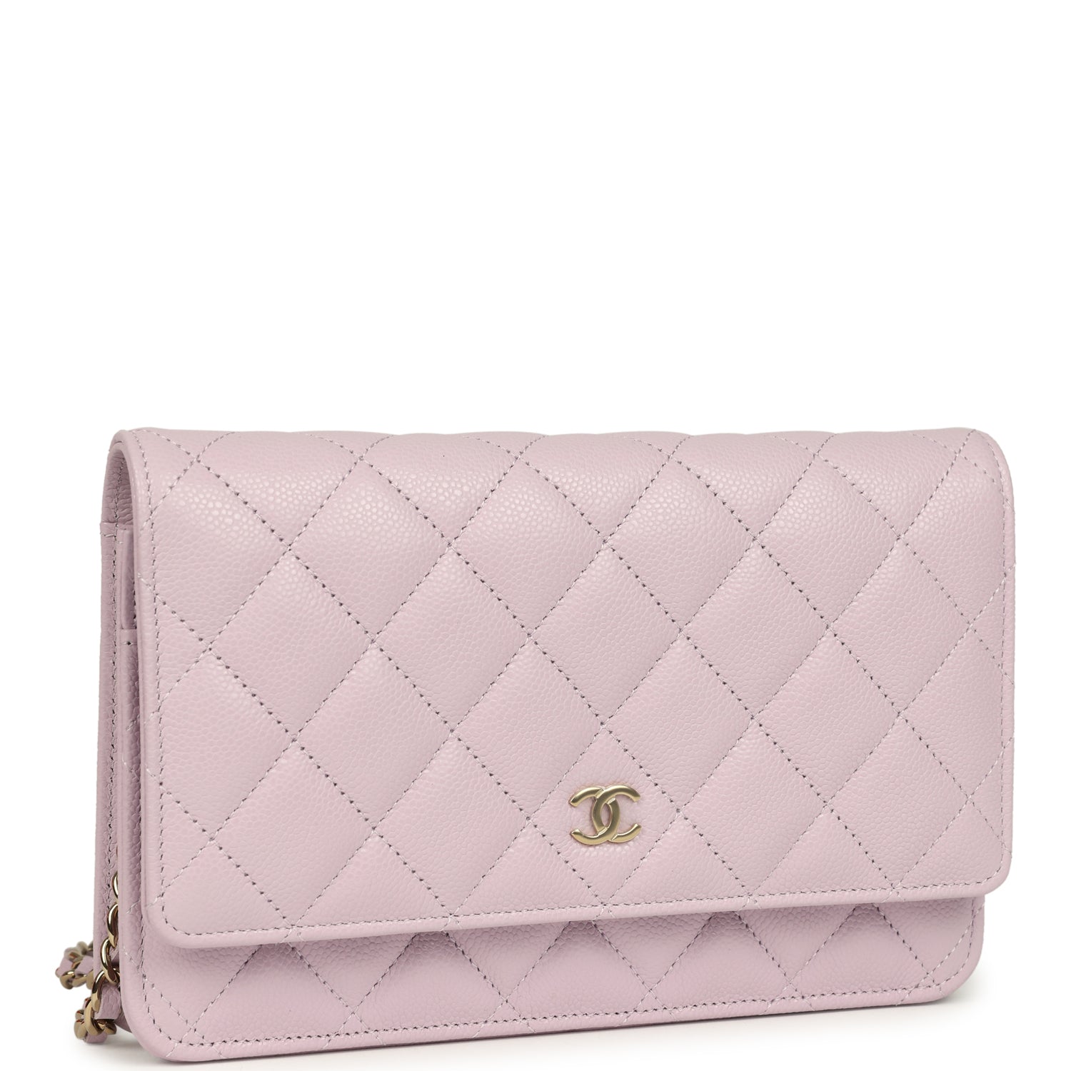 Wallet On Chain WOC Lilac Shiny Caviar Light Gold Hardware