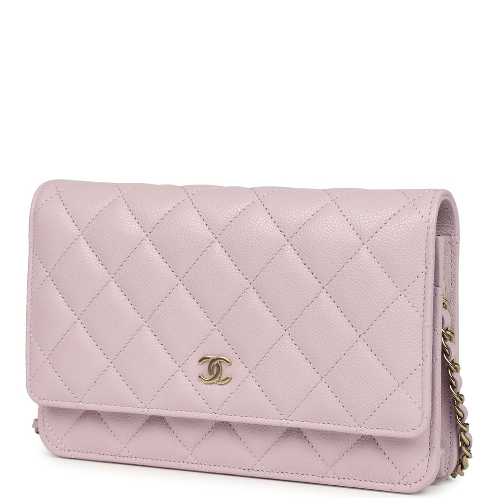 Wallet On Chain WOC Lilac Shiny Caviar Light Gold Hardware