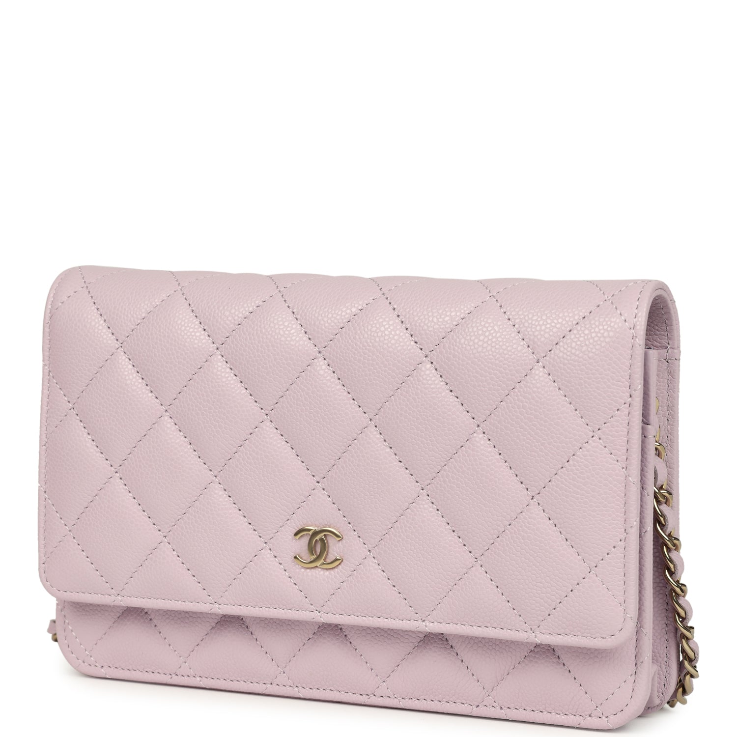 Wallet On Chain WOC Lilac Shiny Caviar Light Gold Hardware