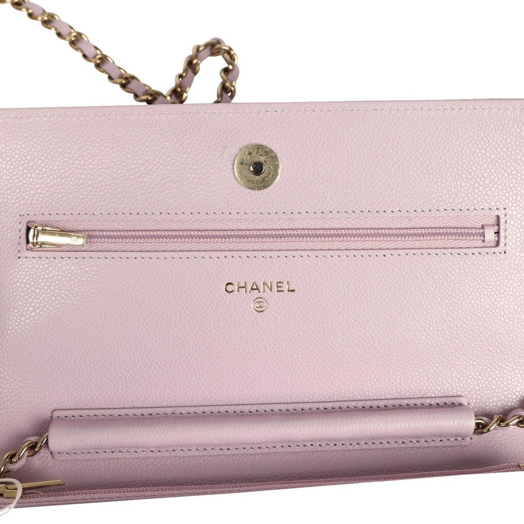 Wallet On Chain WOC Lilac Shiny Caviar Light Gold Hardware