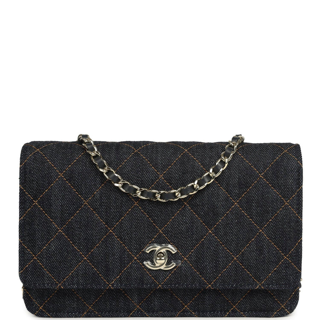 Wallet On Chain WOC Dark Blue Denim Light Gold Hardware
