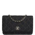 Wallet On Chain WOC Dark Blue Denim Light Gold Hardware