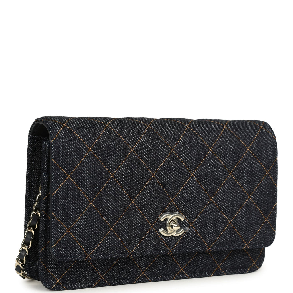 Wallet On Chain WOC Dark Blue Denim Light Gold Hardware