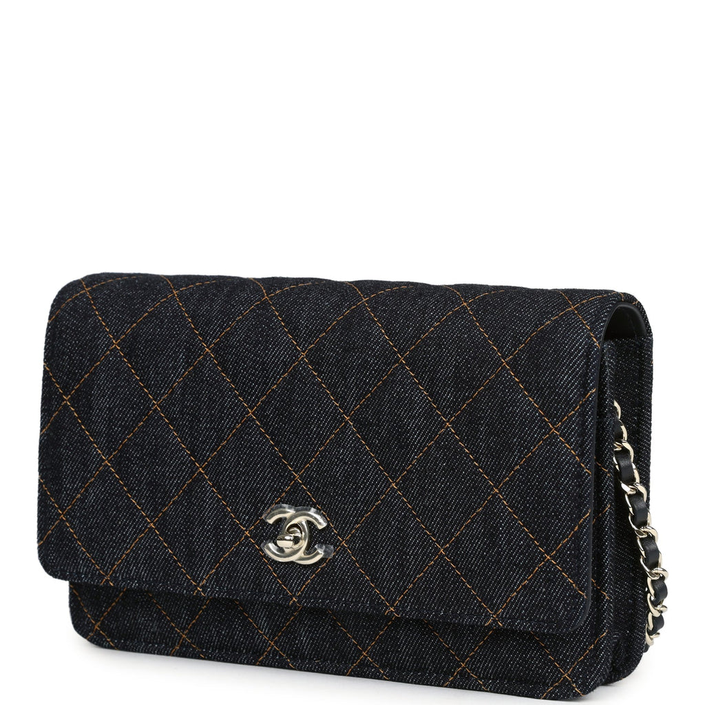 Wallet On Chain WOC Dark Blue Denim Light Gold Hardware