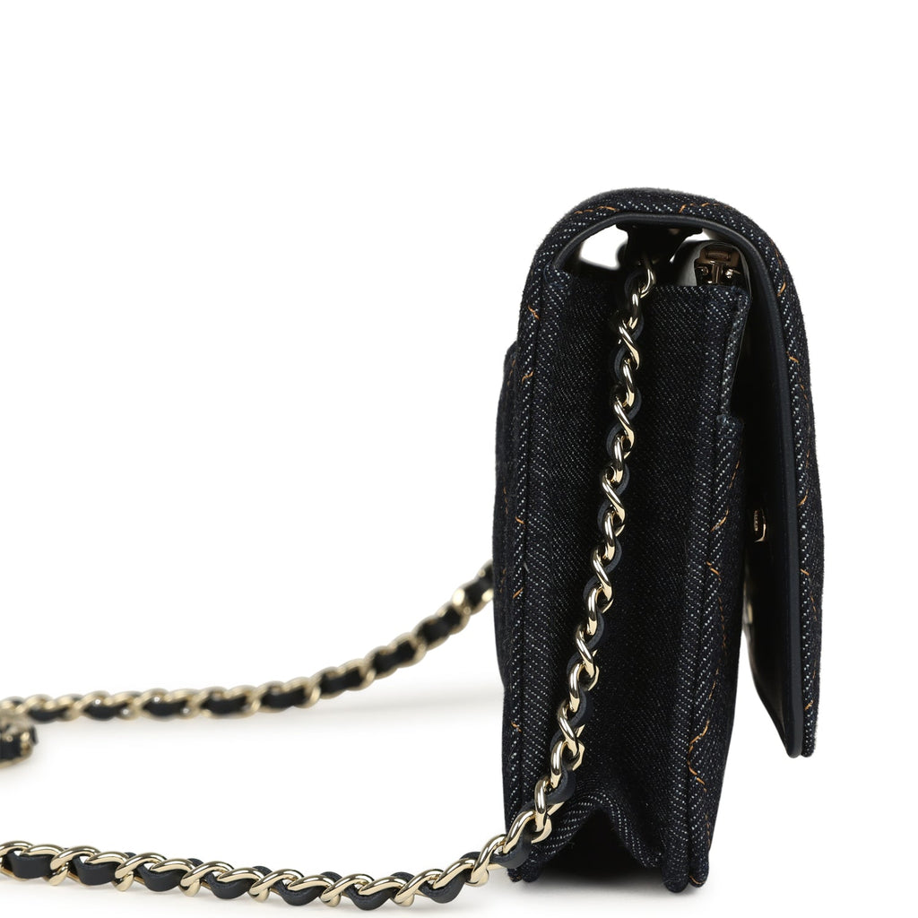 Wallet On Chain WOC Dark Blue Denim Light Gold Hardware