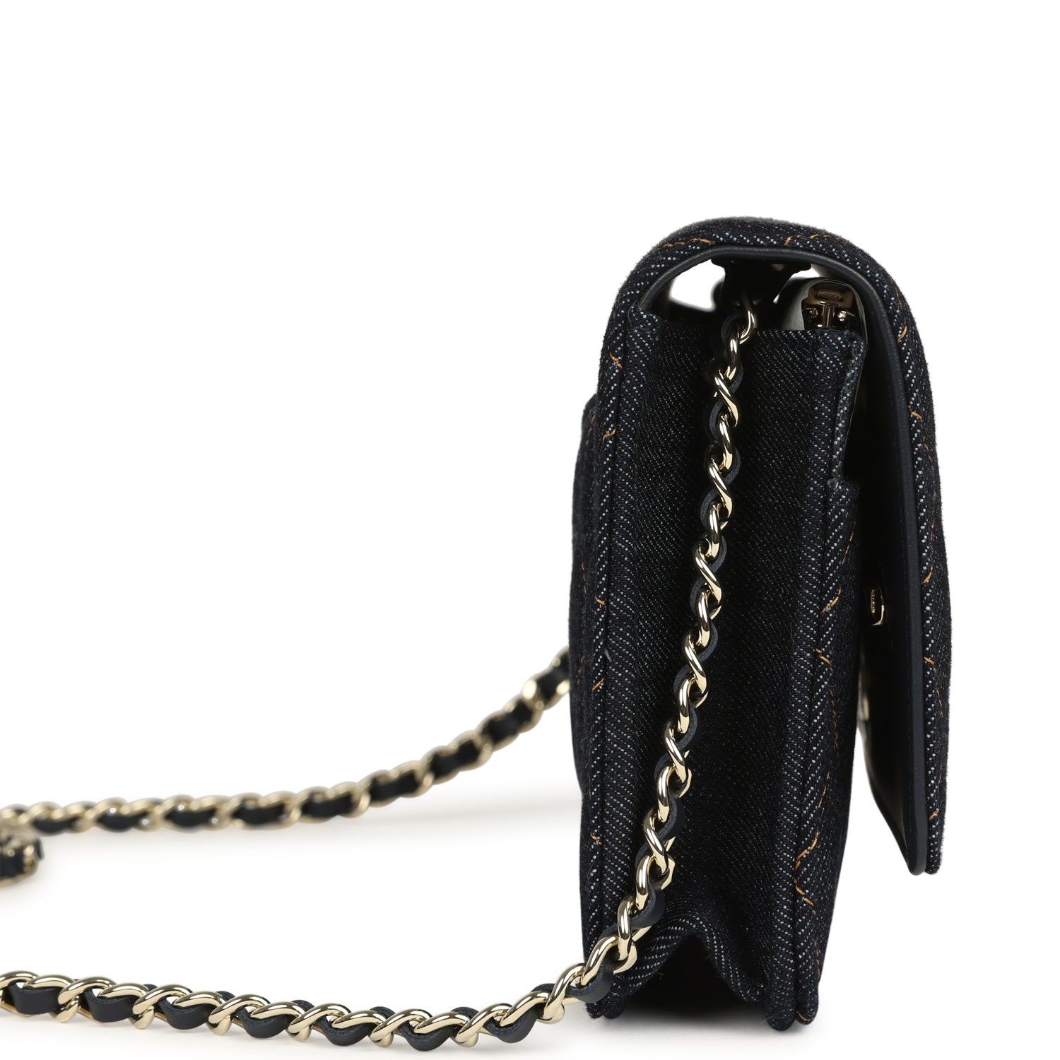 Wallet On Chain WOC Dark Blue Denim Light Gold Hardware
