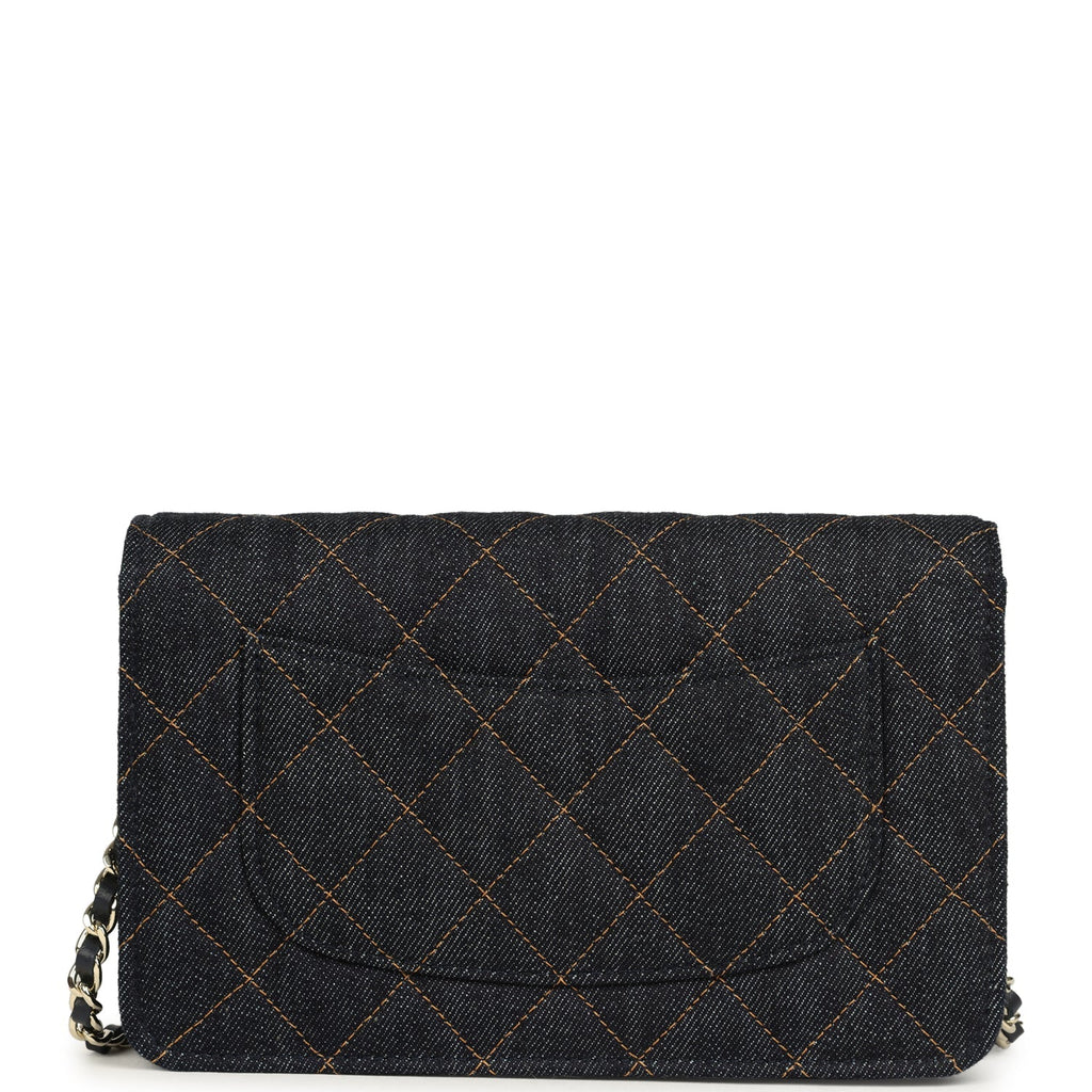 Wallet On Chain WOC Dark Blue Denim Light Gold Hardware