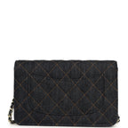 Wallet On Chain WOC Dark Blue Denim Light Gold Hardware