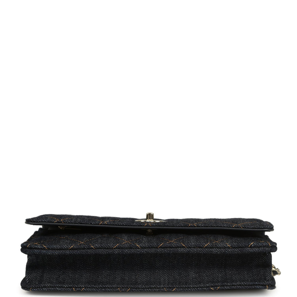 Wallet On Chain WOC Dark Blue Denim Light Gold Hardware