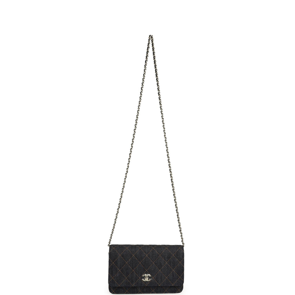 Wallet On Chain WOC Dark Blue Denim Light Gold Hardware