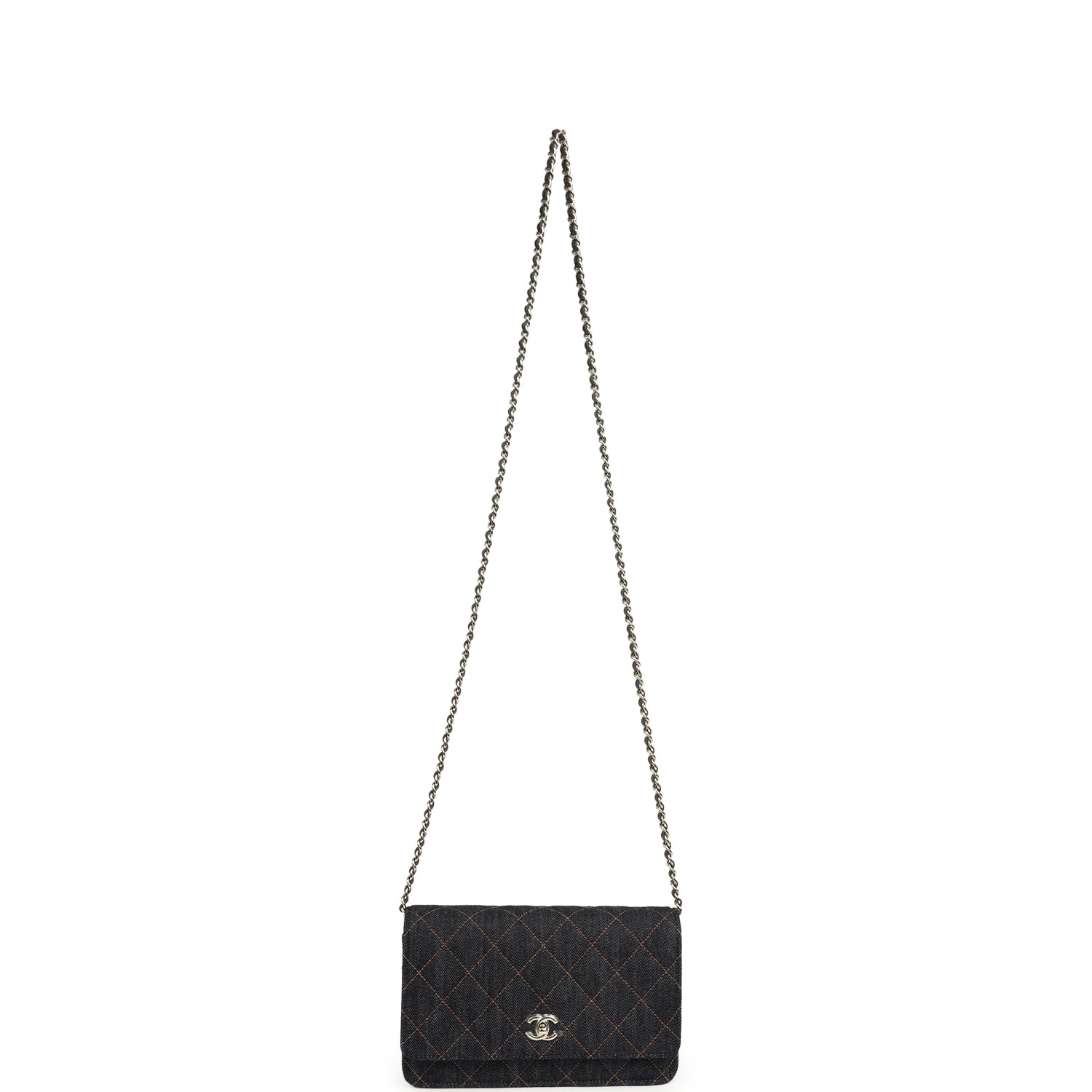 Wallet On Chain WOC Dark Blue Denim Light Gold Hardware