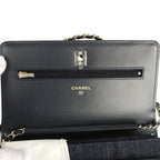 Wallet On Chain WOC Dark Blue Denim Light Gold Hardware