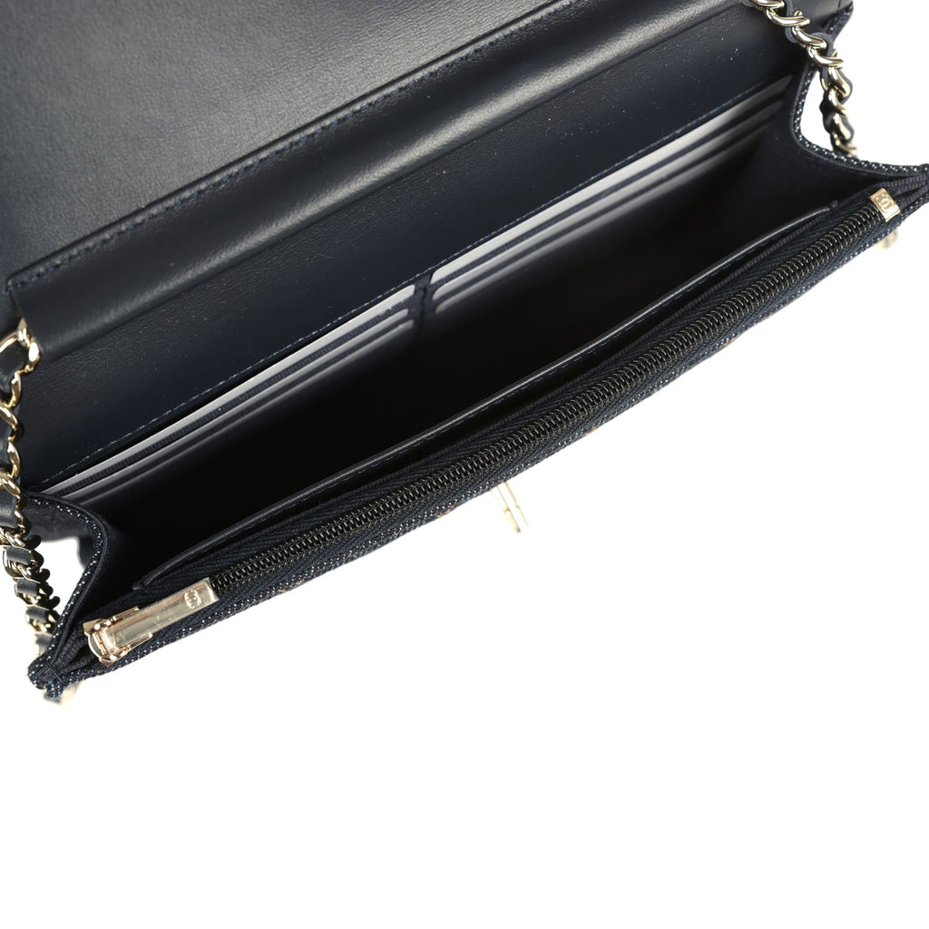 Wallet On Chain WOC Dark Blue Denim Light Gold Hardware