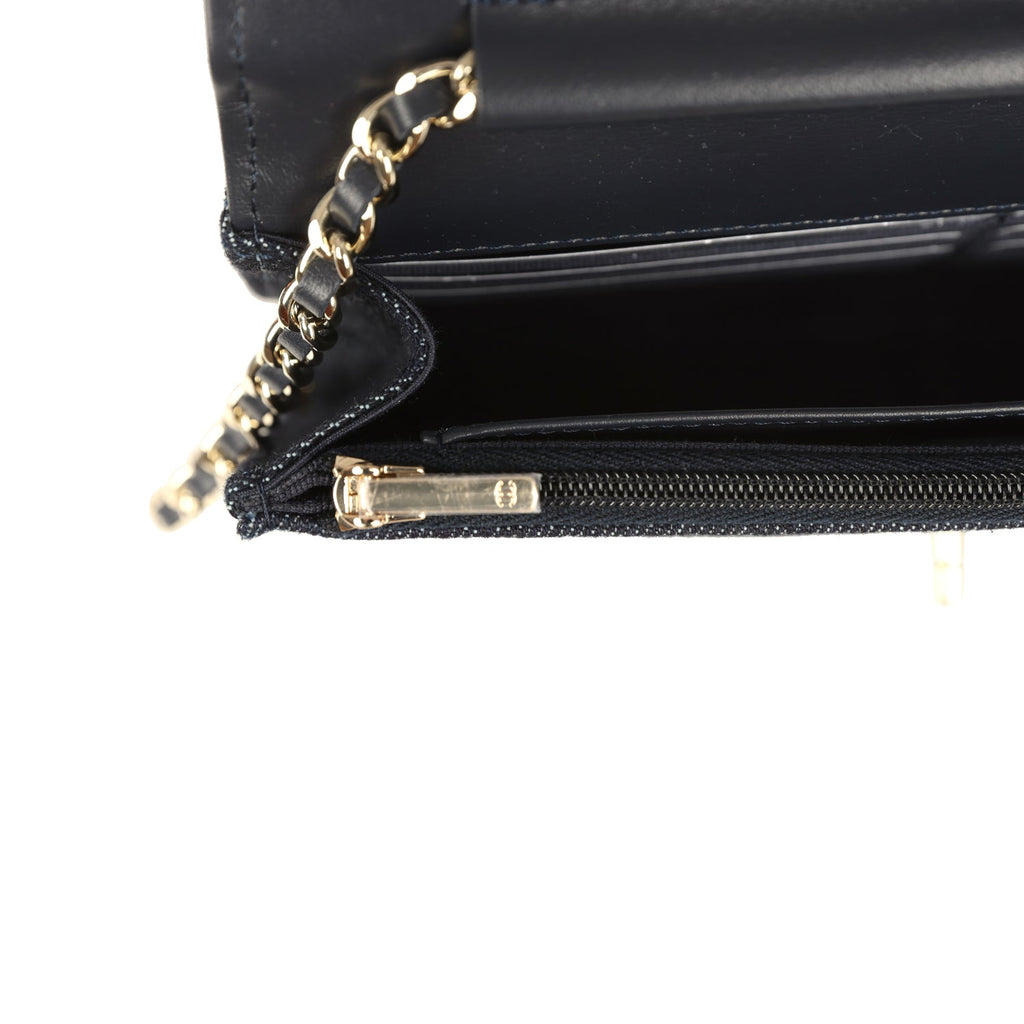 Wallet On Chain WOC Dark Blue Denim Light Gold Hardware