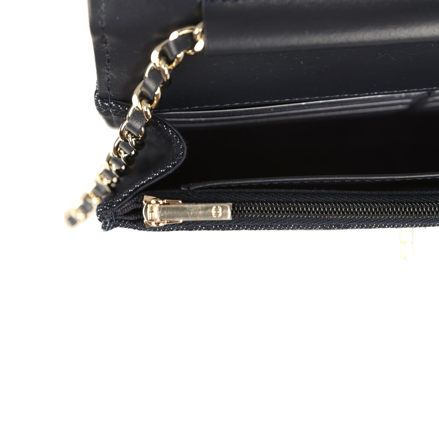 Wallet On Chain WOC Dark Blue Denim Light Gold Hardware