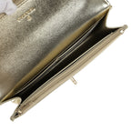 Trendy Top Handle Wallet On Chain WOC Metallic Gold Shiny Caviar Light Gold Hardware