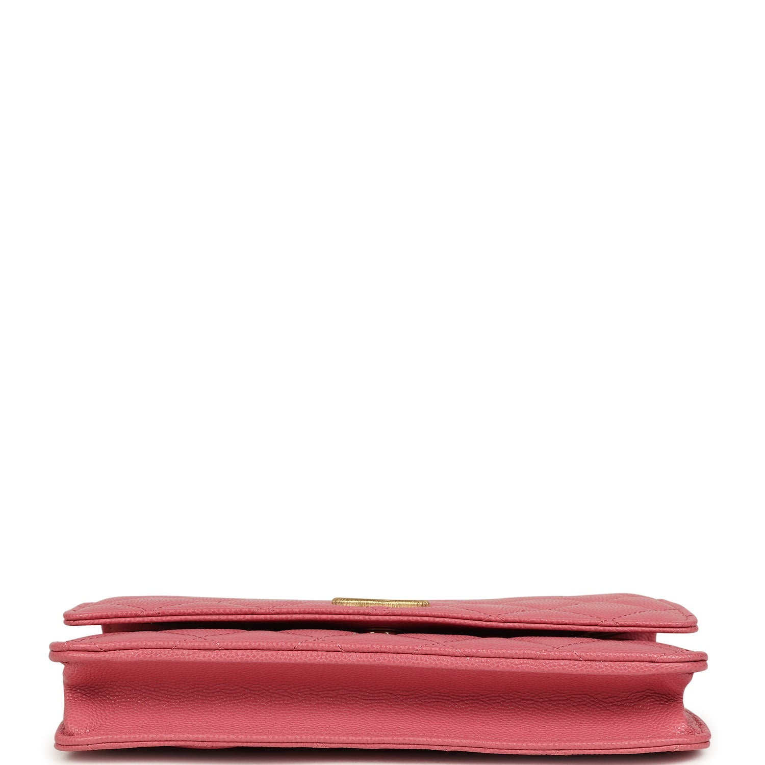 Classic Wallet On Chain WOC Pink Caviar Brushed Gold Hardware