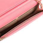 Classic Wallet On Chain WOC Pink Caviar Brushed Gold Hardware