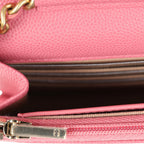 Classic Wallet On Chain WOC Pink Caviar Brushed Gold Hardware