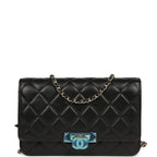 Wallet On Chain WOC Black Lambskin Light Gold Hardware