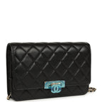 Wallet On Chain WOC Black Lambskin Light Gold Hardware
