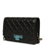 Wallet On Chain WOC Black Lambskin Light Gold Hardware