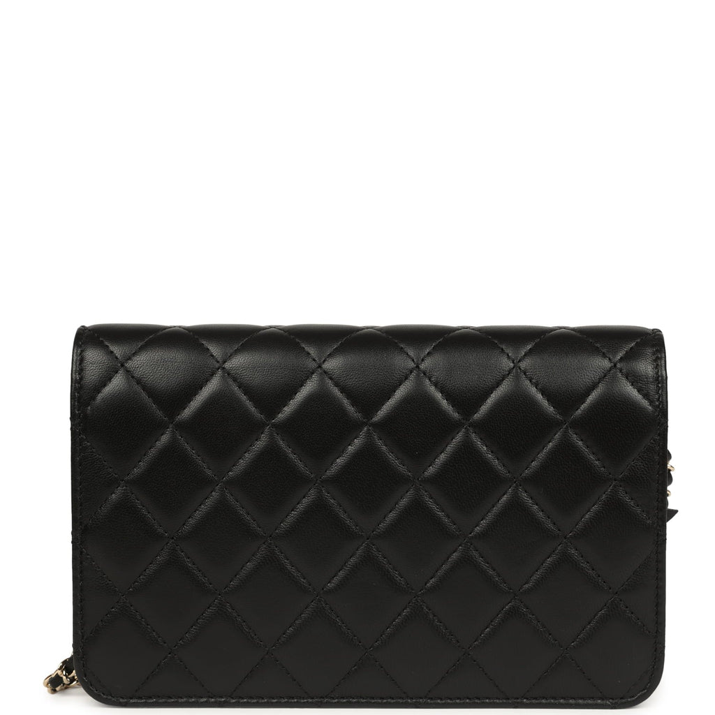 Wallet On Chain WOC Black Lambskin Light Gold Hardware