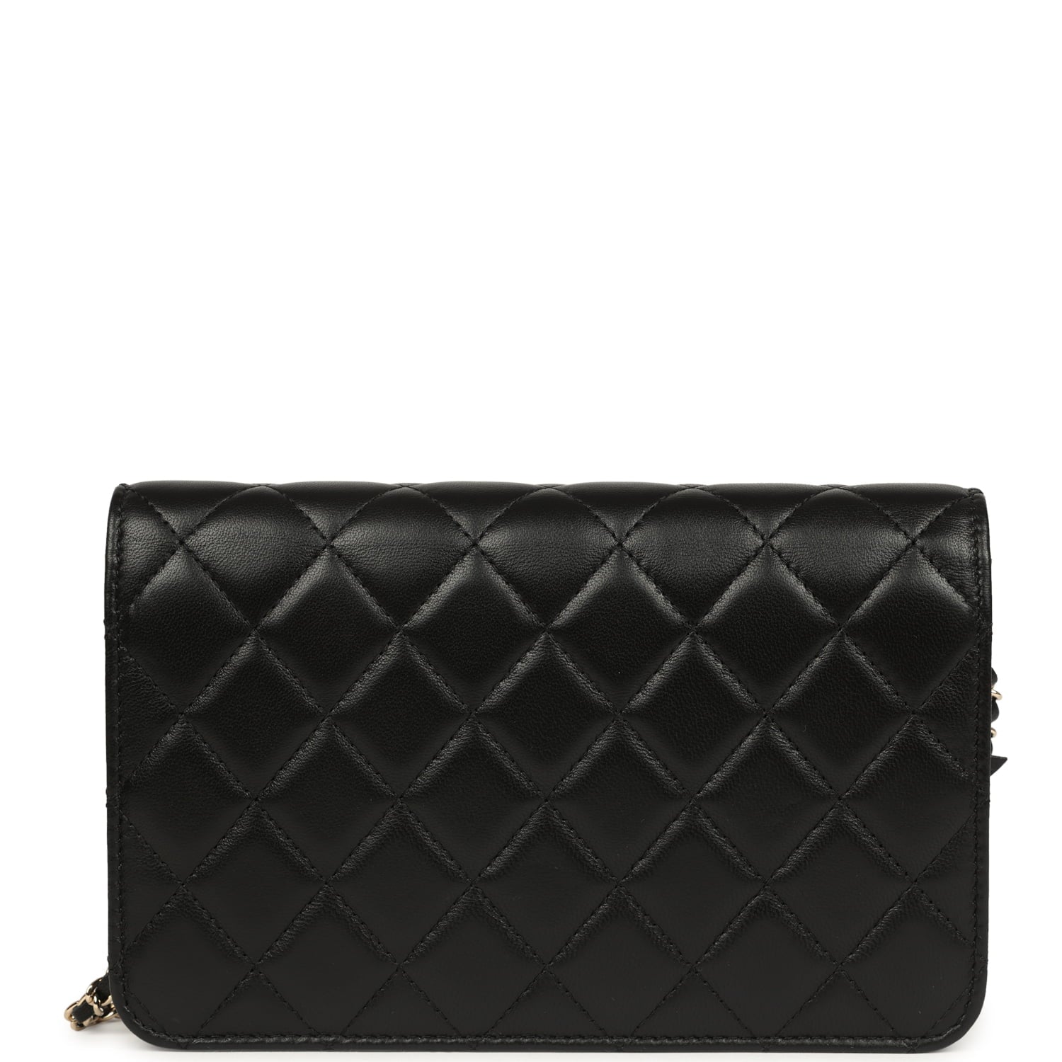 Wallet On Chain WOC Black Lambskin Light Gold Hardware