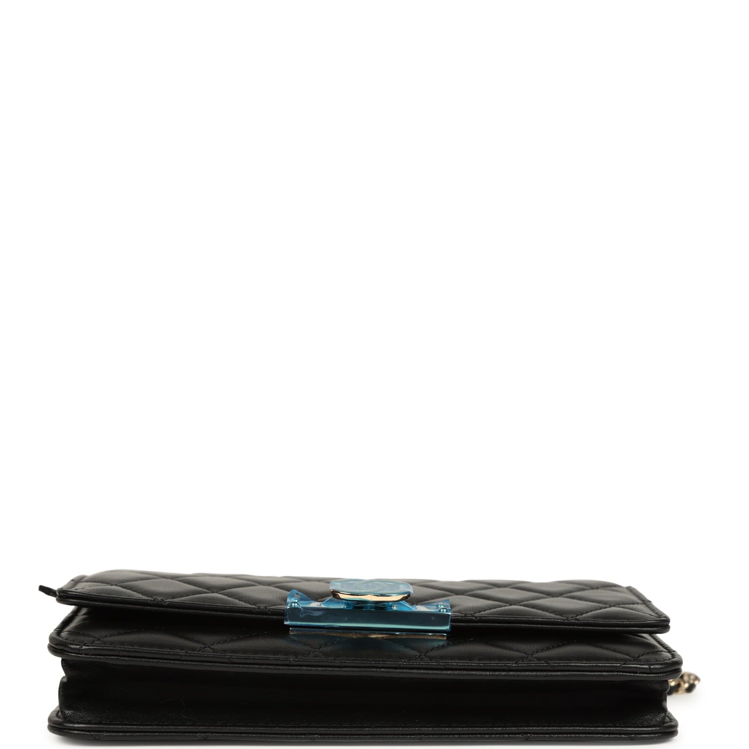 Wallet On Chain WOC Black Lambskin Light Gold Hardware