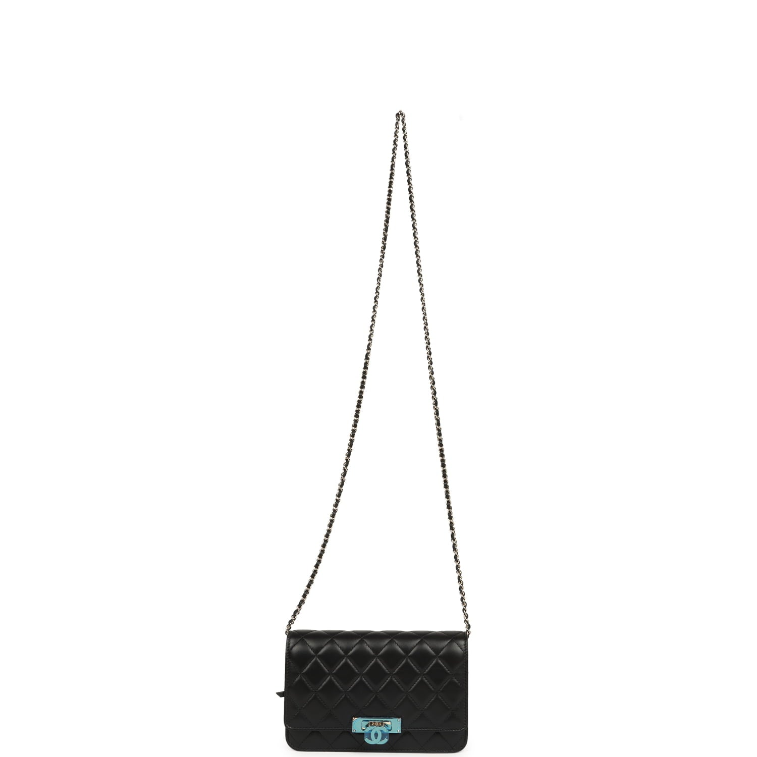 Wallet On Chain WOC Black Lambskin Light Gold Hardware
