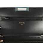 Wallet On Chain WOC Black Lambskin Light Gold Hardware