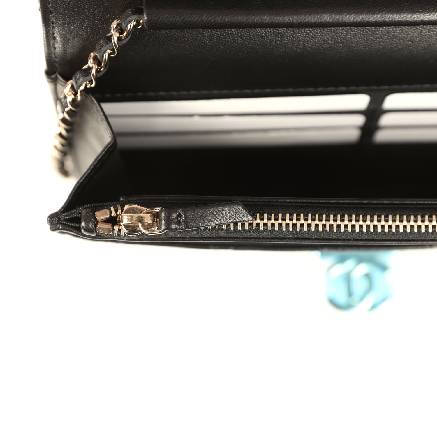 Wallet On Chain WOC Black Lambskin Light Gold Hardware