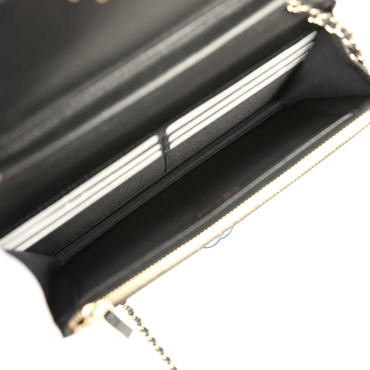 Wallet On Chain WOC Black Lambskin Light Gold Hardware