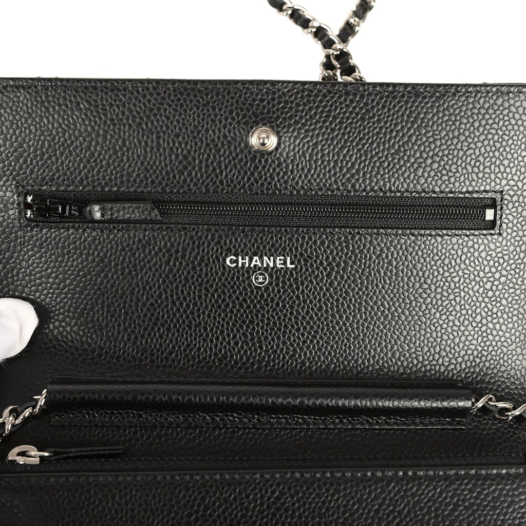 Wallet On Chain WOC Black Caviar Silver Hardware