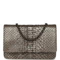 Wallet On Chain WOC Silver and Brown Aged Python Antique Silver Hardware