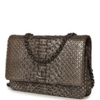 Wallet On Chain WOC Silver and Brown Aged Python Antique Silver Hardware