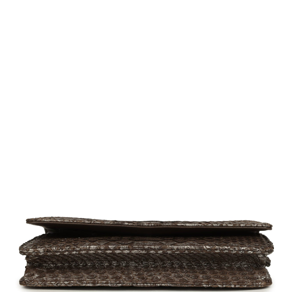 Wallet On Chain WOC Silver and Brown Aged Python Antique Silver Hardware
