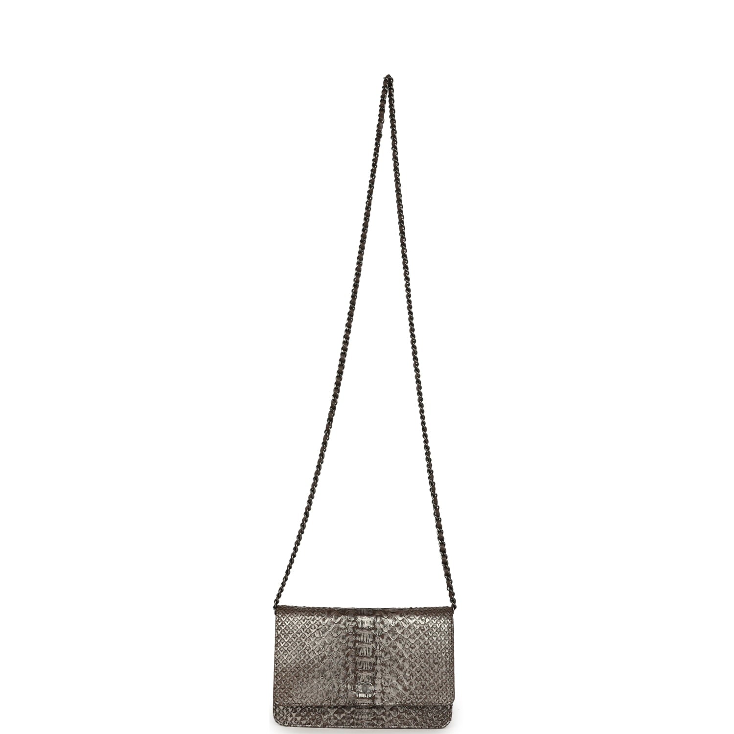 Wallet On Chain WOC Silver and Brown Aged Python Antique Silver Hardware
